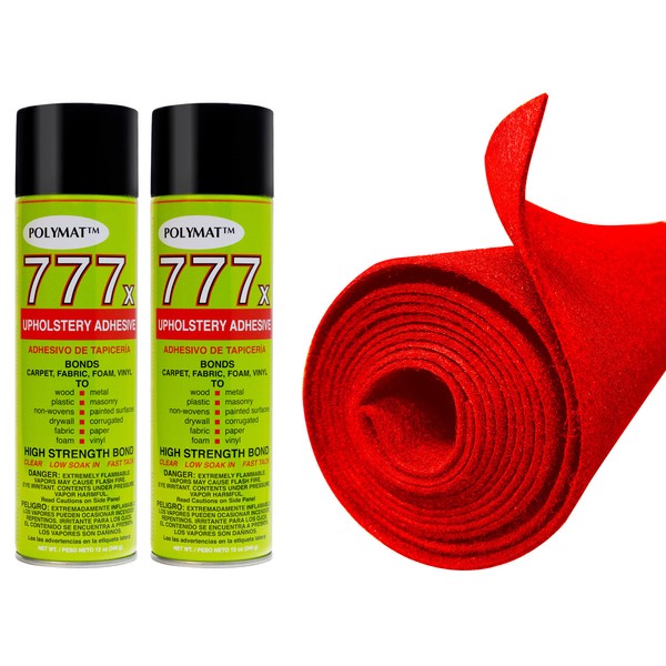 12FT x 3.75FT Red Carpet ROLL + 2 CANS of