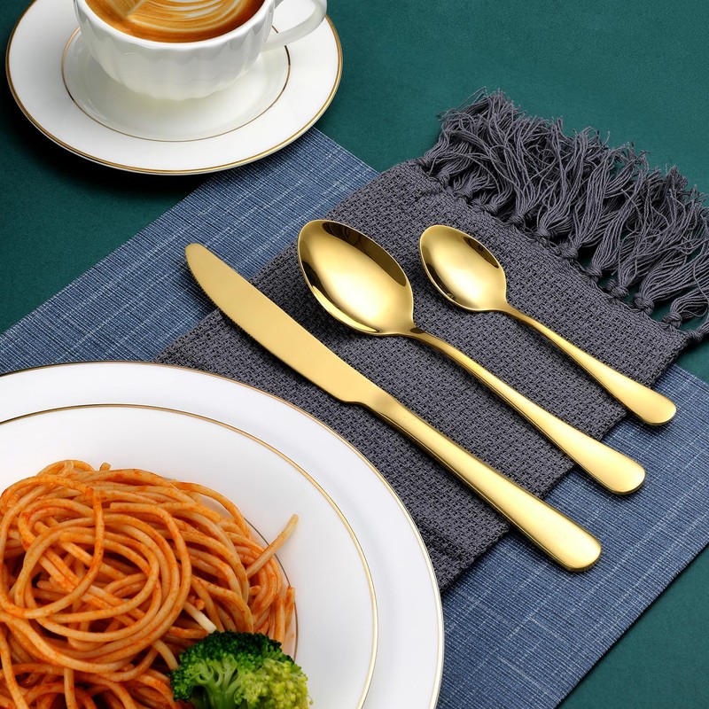 Gold Silverware Set, OGORI 30-Piece Gold Forged Stainless Steel Flatware