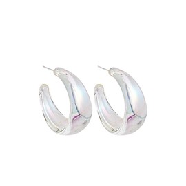 Acrylic Transparent Hoop Earrings Minimalist Resin Earrings Geometric Statement Earrings for Women-chunky