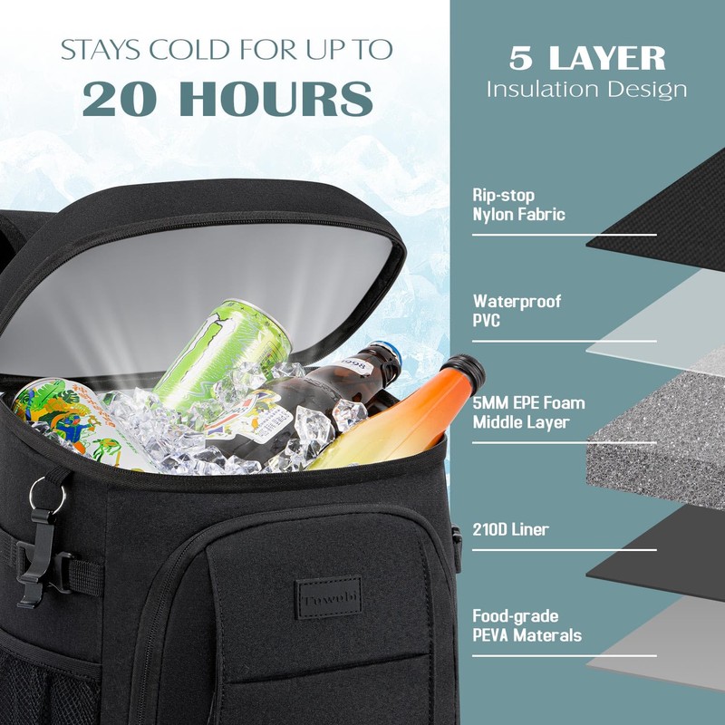 Tuwubi Cooler Backpack 35 Cans, Backpack Coolers Insulated Leak Proof
