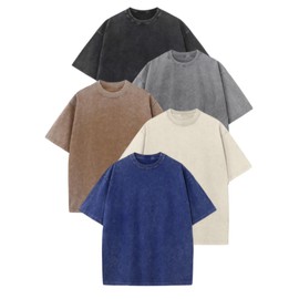 Men's Oversized Cotton T-Shirts Unisex Couple Short Sleeves Casual Loose Wash Solid Vintage Basic Tee Tops (S-5XL)