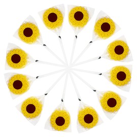 Sunflower Lollipops Suckers, Summer Birthday Party Candy Favors, Yellow Floral Decoration Lollipop, Set of 12 Individually Wrapped