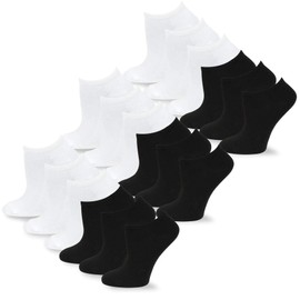 Vintage Mesh Lowcut Ankle Socks for Men 10-13 School Dress Socks 18 Pairs Less than Dollar (Black-White)