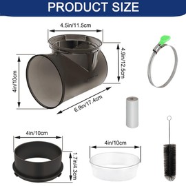 4" Dryer Vent Connector Kit, 90 Degree Elbow for Dryer Vent Connection, Space-Saving Design, Transparent Dark Brown with Hose Connector for Tight Spaces