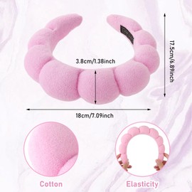 YUXIANLB Spa Headbands for Women, Set of 2 Sponge Headband for Washing Face or Facial, Skincare Headband Makeup Headbands for Women Terry Towel Cloth Fabric Puffy Shower Hair Accessory(Pink, Black)