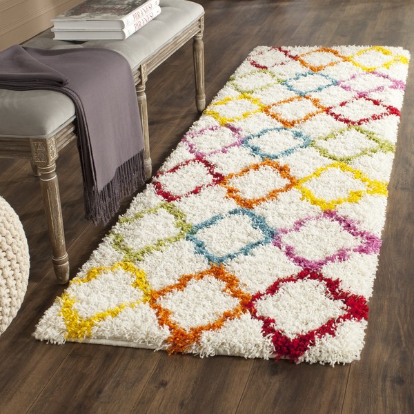 SAFAVIEH Kids Shag Collection SGK569A Rainbow Moroccan Trellis Non-Shedding Living