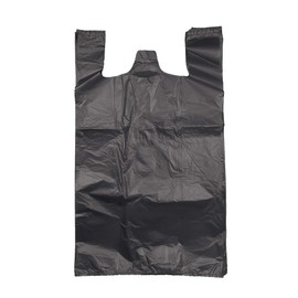 ROYAL7 Jumbo/Extra Large 19x10x32 Plastic Grocery Reusable T-Shirts Carry-Out Bags (BLACK, 100)