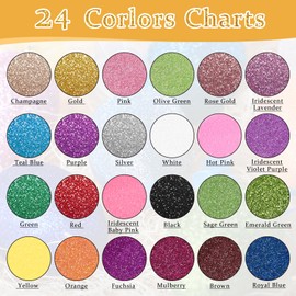 PIXGLITTER Fine Glitter Set, 24 Colors Craft Glitter Powder Set, Multi Assorted Set Extra Fine Glitter for Resin Art Crafts Tumbler Scrapbook Jewelry Making, Body Face Hair Glitter (24 Colors Set)