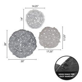 Madison Park Wall Art Living Room Metal Decor - Home Accent Modern Kitchen Dining Decoration, Ready to Hang Panel for Bedroom, Multi-Sizes, Rossi Grey 3 Piece