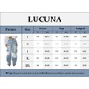 Lucuna Womens High Waisted Cargo Jeans Y2K Cut Out Rhinestone