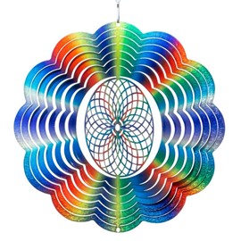 CIM Rainbow Wind Chime Stainless Steel Smooth Spinning Wind Mobile with Brilliant Colours, Includes Hanging Bracket, Attractive Window and Garden Decoration