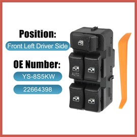 ACROPIX Front Left Driver Side Power Window Master Control Switch YS-8S5KW 22664398 Replacement for Saturn Ion 2003-2007 Car Parts