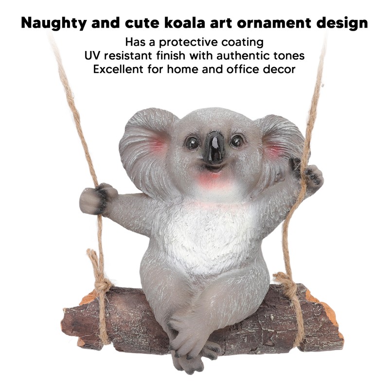 Swing Koala Sculpture Cartoon Synthetic Resin Animal Statues Decoration for