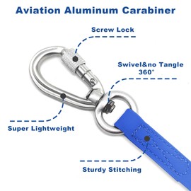 ZALER Long Dog Leash Waterproof Training Leashes 50ft 30ft 20ft 15ft 10ft 6ft, Odor Proof Recall Long Line Lead with Aviation Aluminum Carabiner Clip for Small, Medium, Large Dogs (50FT, Blue)