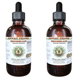 Bromelain Alcohol-Free Liquid Extract, Bromelain (Ananas Comosus) Dried Powder Glycerite Hawaii Pharm Natural Herbal Supplement 2x2 oz