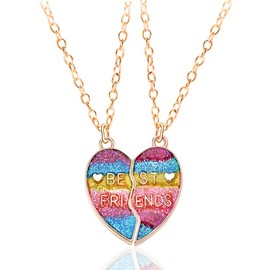 Friendship Necklaces for 2 Girls, 2 PCS Best Friend Necklaces Magnetic BFF Necklace Sister Necklace Kids Heart Matching Necklaces for Best Friends Girls Graduation Birthday Christmas Gifts