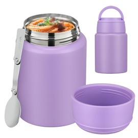 HAWEEK Soup Thermo for Hot Food Kids 16oz Insulated Food Jar Leakproof Thermo Lunch Container for Kids Wide-Mouth Stainless Steel Lunch Box for School with Handle Folding Spoon(3+)​