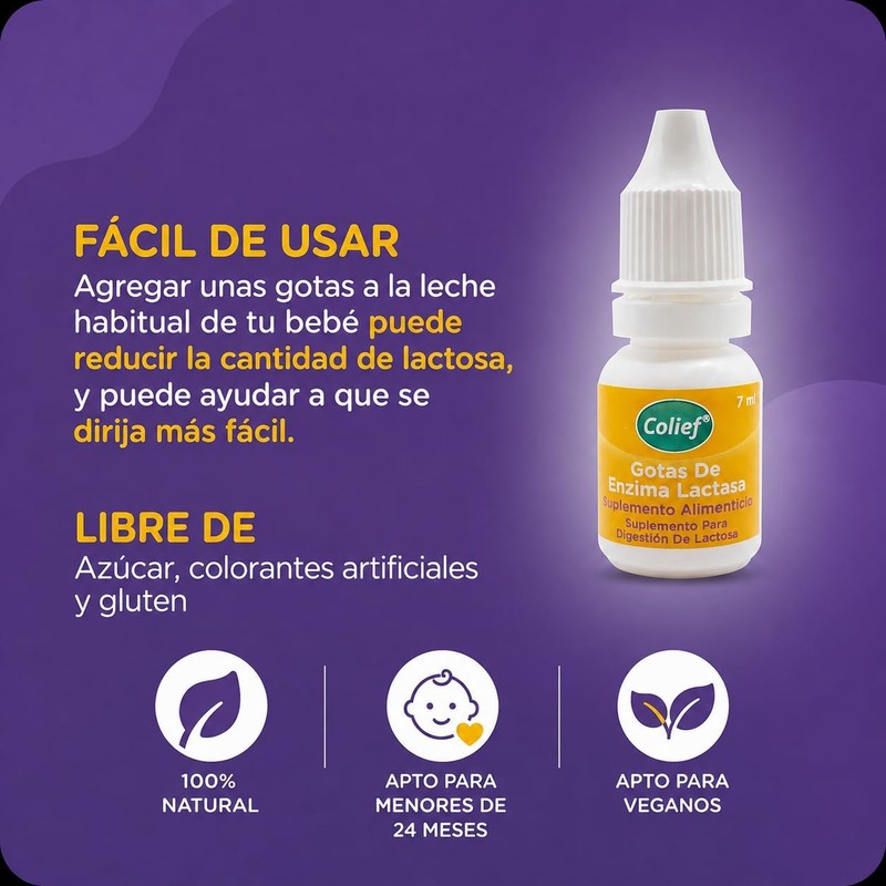 Colief Gotas de Enzima Lactasa 7ML, 3pzs