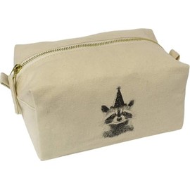 'Raccoon with Party Hat' Canvas Wash Bag/Makeup Case (CS00042153)