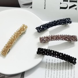 Hair Clips, Korean Style Hair Claw 4 Pieces Hair Pins Crystal Beads Pins Hair Clips 4 Colors Hair Clips Office Hairpin Set Yumi
