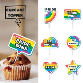 18pcs Colorful Glitter Heart Star Dessert Cupcake Topper Gay Pride Day Month Parade Rainbow Theme Decor Supplies Happy Birthday Anniversary Wedding Party Decorations