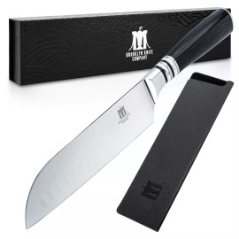 Brooklyn Knife Co Santoku Chef Knife- Japanese Seigaiha High Carbon Steel 7-Inch