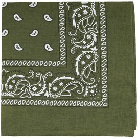 Raylarnia Bandana Multi-Purpose 100% Cotton Headbands for Women, 22 inch Paisley Cowboy Bandanas for Men (Army Green)