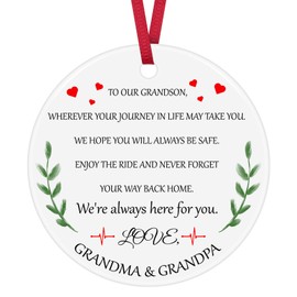 Grandson Gift from Grandma Grandad Birthday Christmas Ornament for Grandson Graduation Gift Inspirational Gifts for Grandson