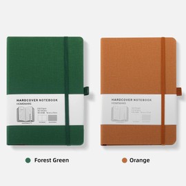 HOMEMARS Notebook, Notebook, Notebook A5 Squared, Notebook A5, Journal Book, Notepad A5, Notepad, Notebooks A5, 100 GSM, 200 Pages, Pack of 2, Notebook Squared, Hardcover, Green Brown