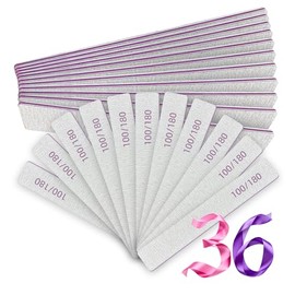Lima de uñas (paquete de 36), profesional, reutilizable, grano 100/180, de doble cara, lavable, herramientas de peinado de uñas para uso doméstico y d