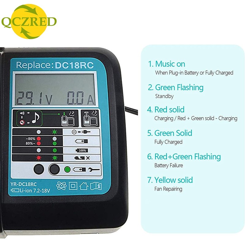 QCZRED 18V 5.0 Ah BL1850B Battery with DC18RC Charger Compatible