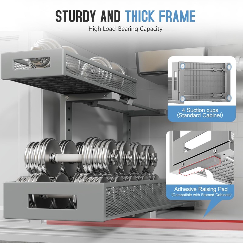 Biboraya 2 Pack 17IN Depth Under Sink Storage Organizer, Large