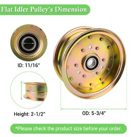 Hunter-wish 116-4666 Lawn Mower Idler Pulley Compatibles with Ex Mark Lazer Z and La zer XP,1-413099 Flat Idler Pulley Compatibles with Ex Mark TR23KC524, LHP5223KC, LCT5219KA, Replace for 1-413099