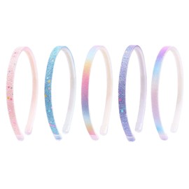 5 Pcs Glitter Headbands, Gradient Colorful Kids Headbands, Anti-Slip Headbands, Comfortable Narrow Headbands, Cute Girls Hairbands, Colorful Fashion Headwear