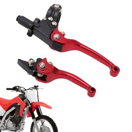 JFG RACING Motorcycle Brake Clutch Lever 7/8" 22mm Folding Levers Aluminum Alloy Universal For CRF50 KLX SSR TTR 110 125 150 200 250cc Dirt Pit Bike ATV Mini Bike Red