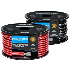 12 Gauge Primary Boat Cable - 18 ft Marine Grade Wire Tinned Oxygen-Free Copper - 12 AWG UL 1426 Standard PVC Wire for Boat, Automotive, Speakers, Camper & Trailers