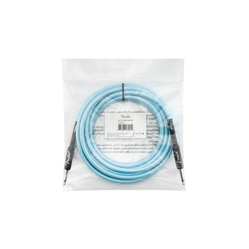 Fender Professional Series Tweed Instrument Cable, 15', Daphne Blue
