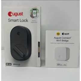 August Home Smart Lock + Connect, Wi-Fi Bridge Smart Lock (Dark Gray) BRAND NEW