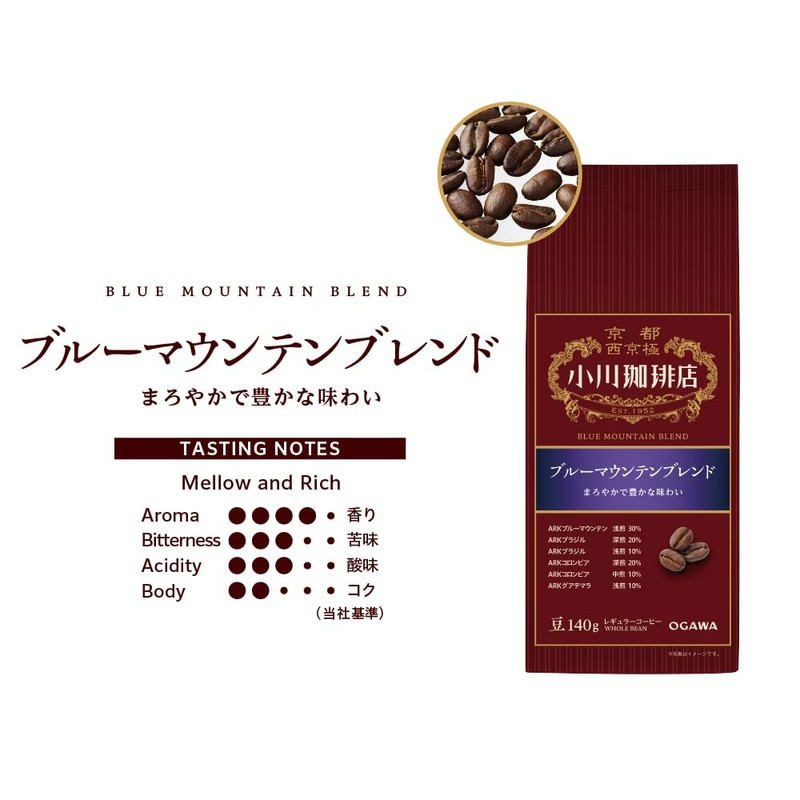 Okawa Coffee Blue Mountain Blend Beans, 4.9 oz (140 g)