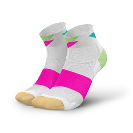 INCYLENCE ULTRALIGHT Running Socks Short for Men and Women with Light Compression 1 Pair, Strikes Short White Pink