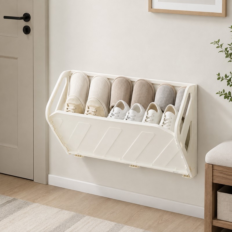 Wall Mounted Shoe Rack for Space Saving – Foldable Hidden