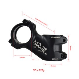FOMTOR Wake MTB Stem 31.8 35 Degree 60 mm Bike Stem Mountain Bike Stem Short Handlebar Stem for Most Bicycle, Road Bike, MTB, BMX, Cycling (Light-weight, Black)