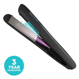 Revamp Progloss Ion Shine Ceramic Straightener with Ion Technology for Frizz-Free Results Enriched with Progloss Smooth Keratin, Argan and Coconut Oil, Various Heat Levels, Black