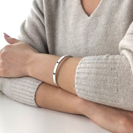 Silverly 925 Sterling Silver HInged Bangle 5 mm - Classic Round Tube Solid Silver Bangle - Stacking Sterling Silver Bracelet for Women - Teen Girls Jewellery