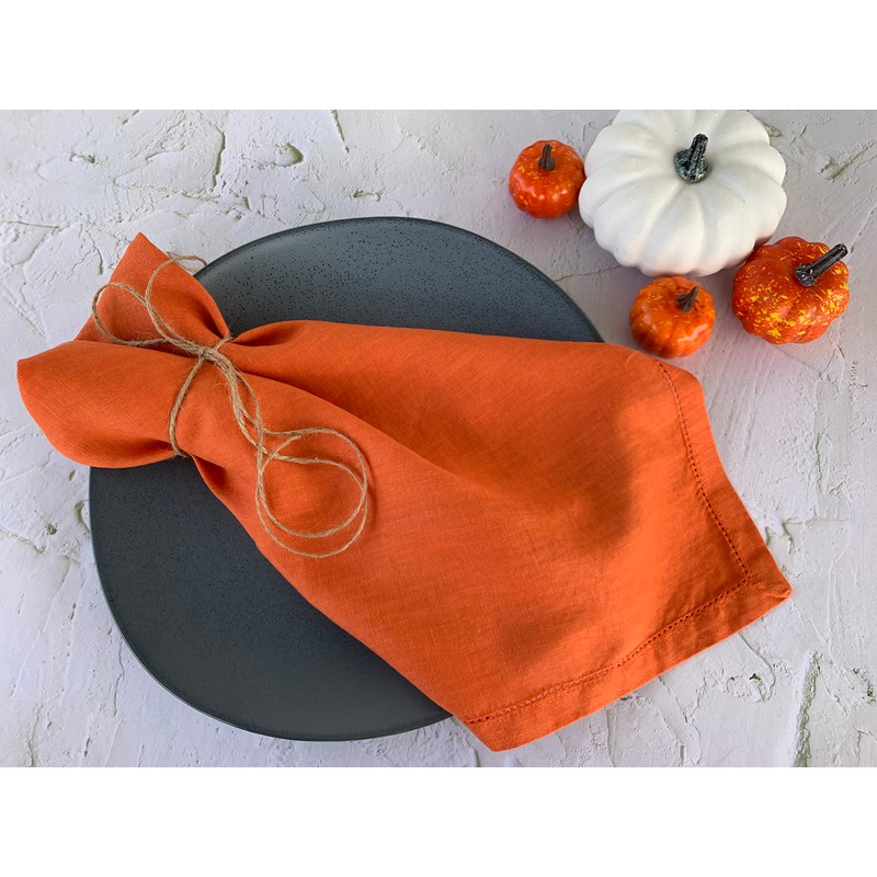 Linen Napkins –100% French Flax – Hemstitch Stonewashed Pure Linen