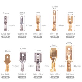 Kinstecks 210PCS 2.8mm 4.8mm 6.3mm Wire Spade Connector Male and Female Quick Splice Wire Crimp Terminal Block Assortment Kit for DIY Electrical Motorcycle Vehicle Boat