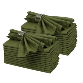 Ramanta Home Linen Flax Cloth Napkins Set of 24 - Soft & Durable Hemstitched Dinner Napkin for Wedding Parties Events | Washable Premium Bulk Cotton Table Décor 18x18 Inch - Olive Green