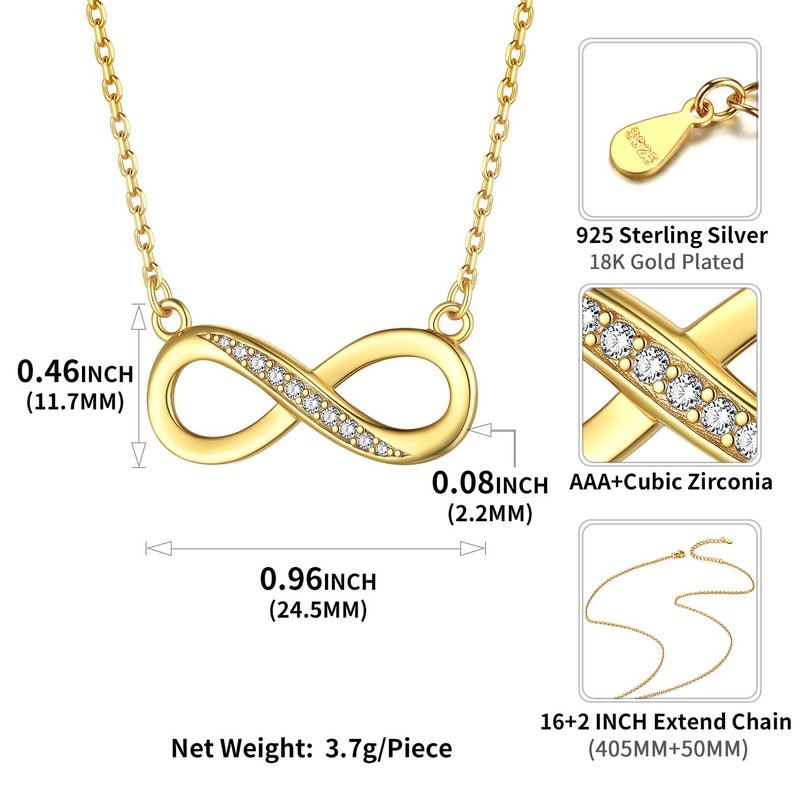 ChicSilver Gold Necklace for Women, 18K Gold Plated Dainty Cubic