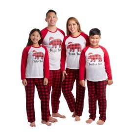 PJ's & Presents Matching Family Christmas Set – Fleece Christmas Morning Outfit - Holiday Card Matching Family Clothing Set, Size 6-6X, Bear Family