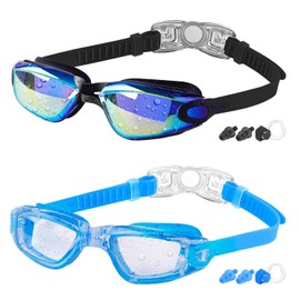 COOLOO Swimming Goggles, Pack of 2 Swimming Goggles for Kids/Junior/Adults, Unisex Diving Goggles for Boys, Girls, Men, Women, Anti-Fog, No Leaks